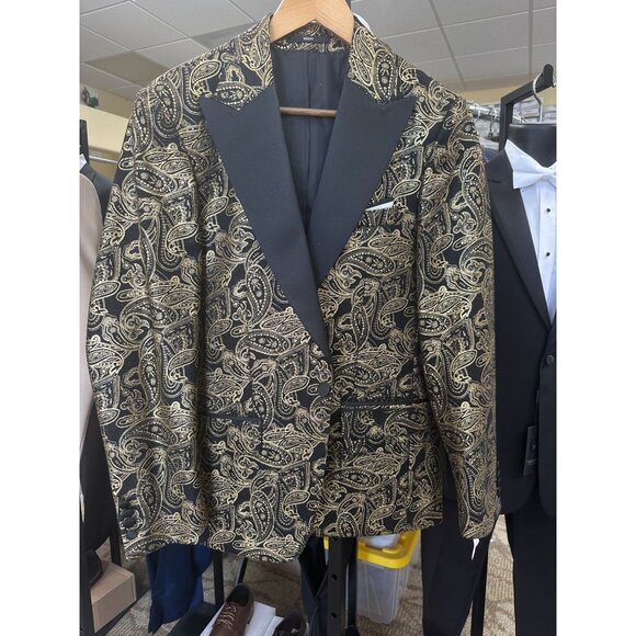 NWT Paisley Peak Lapel Black Men Dinner Tuxedo Jacket - Wessi US 36, 38 - Picture 6 of 11